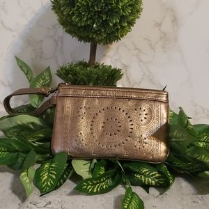 Brozne  Genuine Leather Wristlet